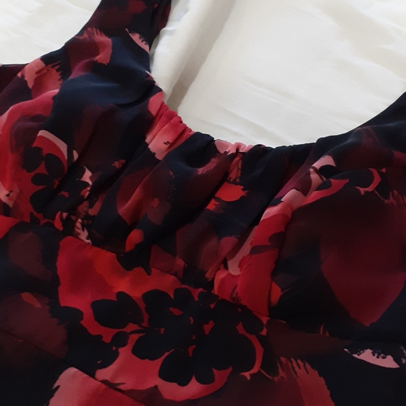 A-Line Dress with Red Rose Print - Picture 5 of 7